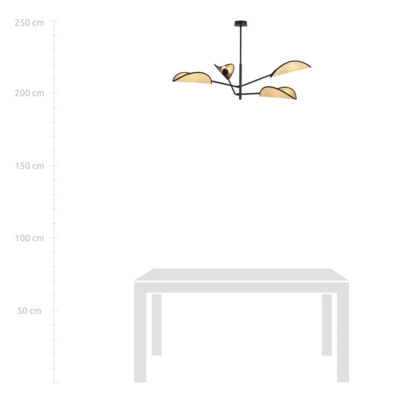 Żyrandol Emibig Vene czarno-brązowy boho do salonu 4xE14 x 10W 1 szt.