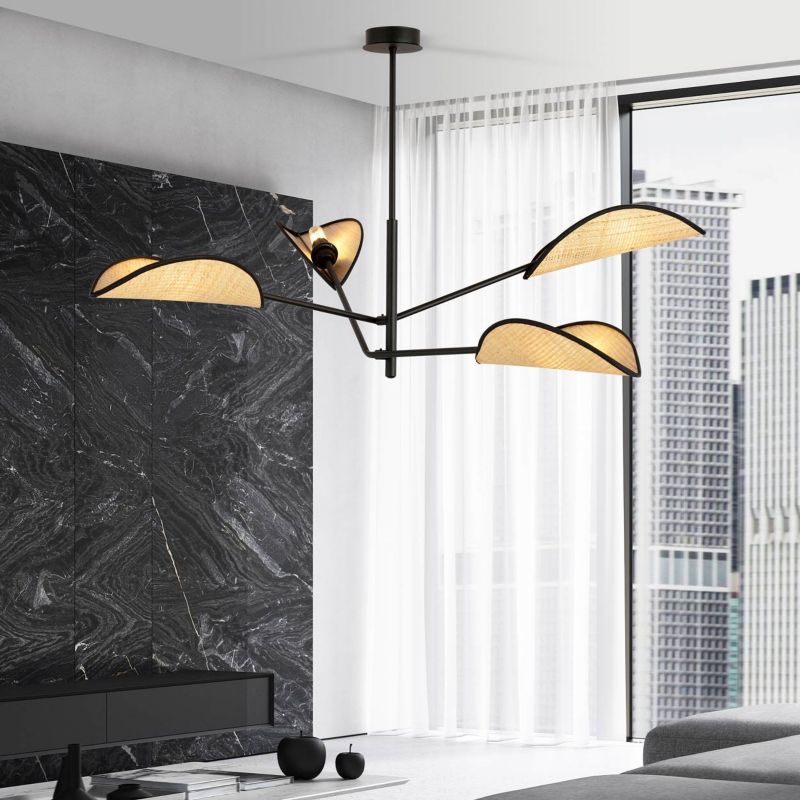 Żyrandol Emibig Vene czarno-brązowy boho do salonu 4xE14 x 10W 1 szt.