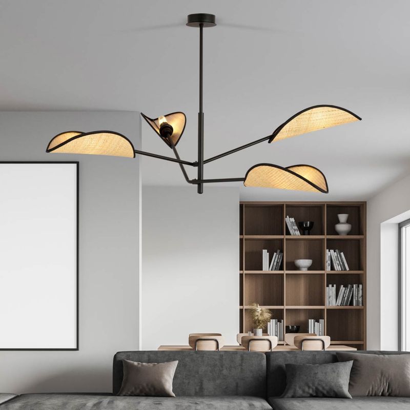 Żyrandol Emibig Vene czarno-brązowy boho do salonu 4xE14 x 10W 1 szt.