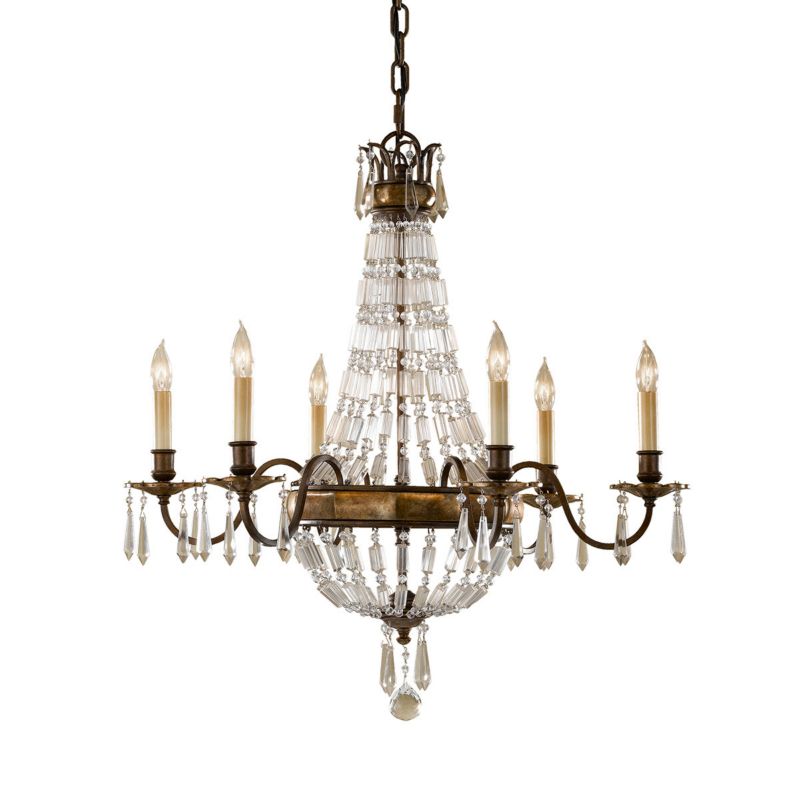 Żyrandol Feiss Bellini oksydowany brązowo-brytyjski brąz szkło kryształowe 6 x E14 x 60W IP20 wym: 234 x 67,6 x 67,6 cm - 1 szt.