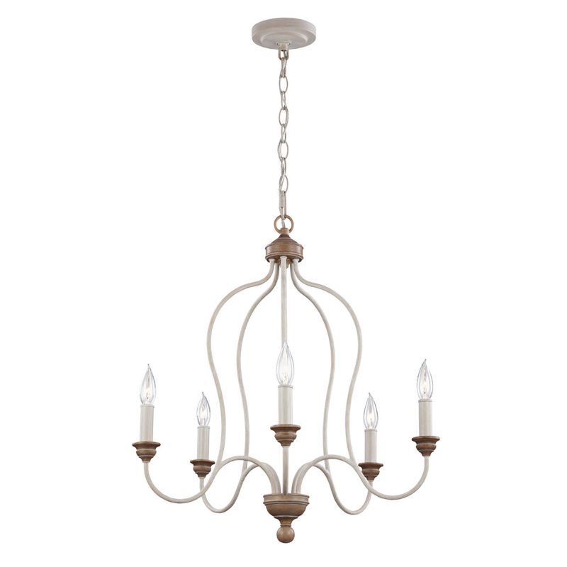 Żyrandol Feiss Hartsville kredowa biel-drewno  5 x E14 x 40W IP20 wym: 229,9 x 56,8 x 56,8 cm - 1 szt.