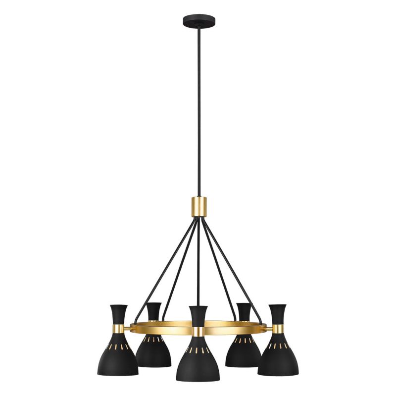 Żyrandol Feiss Joan czarny-oksydowany mosiądz  5 x E27 x 60W IP20 wym: 211,3 x 81,3 x 81,3 cm - 1 szt.