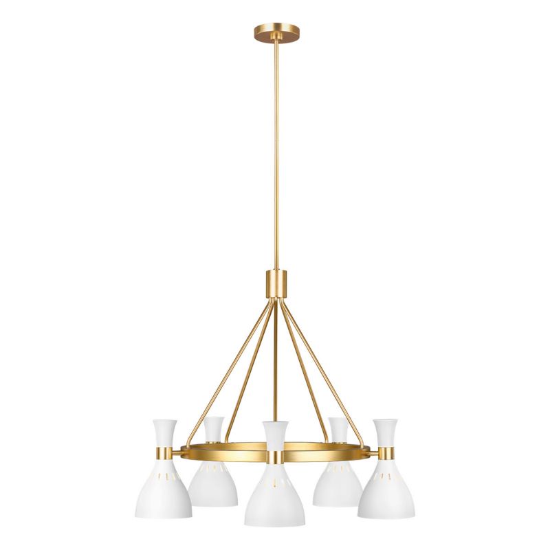 Żyrandol Feiss Joan matowa biel-oksydowany mosiądz  5 x E27 x 60W IP20 wym: 211,3 x 81,3 x 81,3 cm - 1 szt.