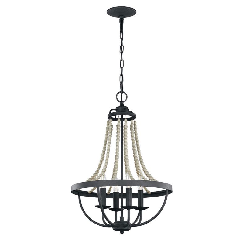 Żyrandol Feiss Nori ciemny postarzany cyno-jasne drewno styl retro 4 x E14 x 40W IP20 wym: 229,6 x 43,5 x 43,5 cm - 1 szt.