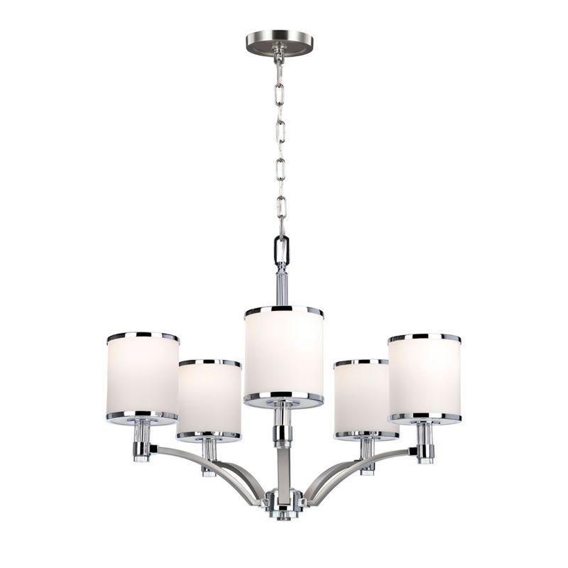 Żyrandol Feiss Prospect Park satynowy nikiel-chromowany glamour 5 x E27 x 60W IP20 wym: 208,9 x 64,2 x 64,2 cm - 1 szt.