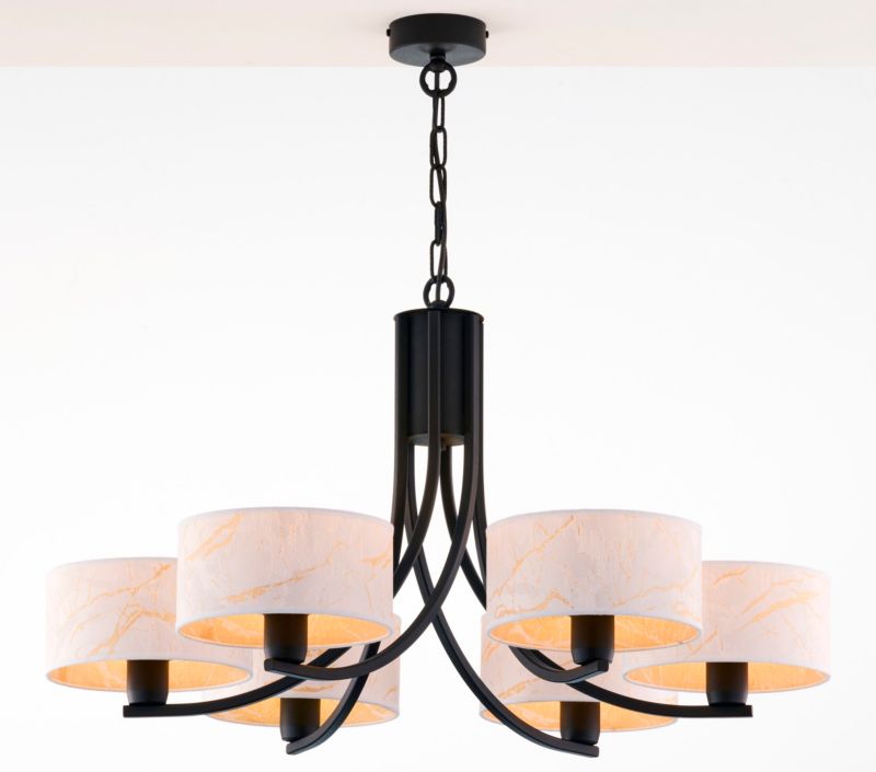 Żyrandol Jupiter ARTHUR czarno-biały-złoty 6xE27x20W IP20 wym:71x78x78cm - 1 szt.