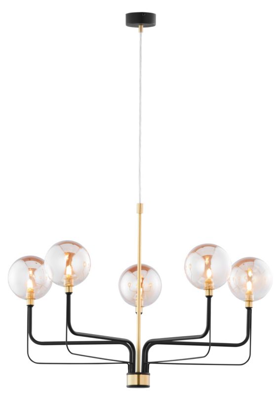 Żyrandol Jupiter ERIS czarno-złoto-bursztynowy 5xG9x15W IP20 wym:80x62x62cm - 1 szt.