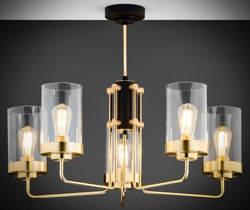 Żyrandol Jupiter RAMIREZ czarno-złoty 5xE27x20W IP20 wym:64x70x70cm - 1 szt.