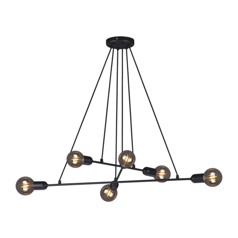 Żyrandol Kaja Sitya czarny wym: 75 x 86 x 64 cm 6xE27 x 60W 1 szt.