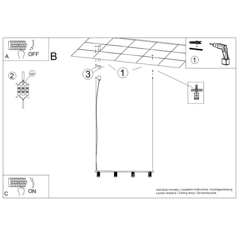 Żyrandol KARBON 4 szałwiowa Sollux Lighting 1 szt.