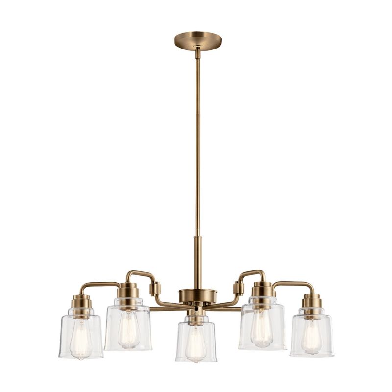 Żyrandol Kichler Aivian postarzany mosiądz  5 x E27 x 60W IP20 wym: 151,2 x 76,2 x 76,2 cm - 1 szt.