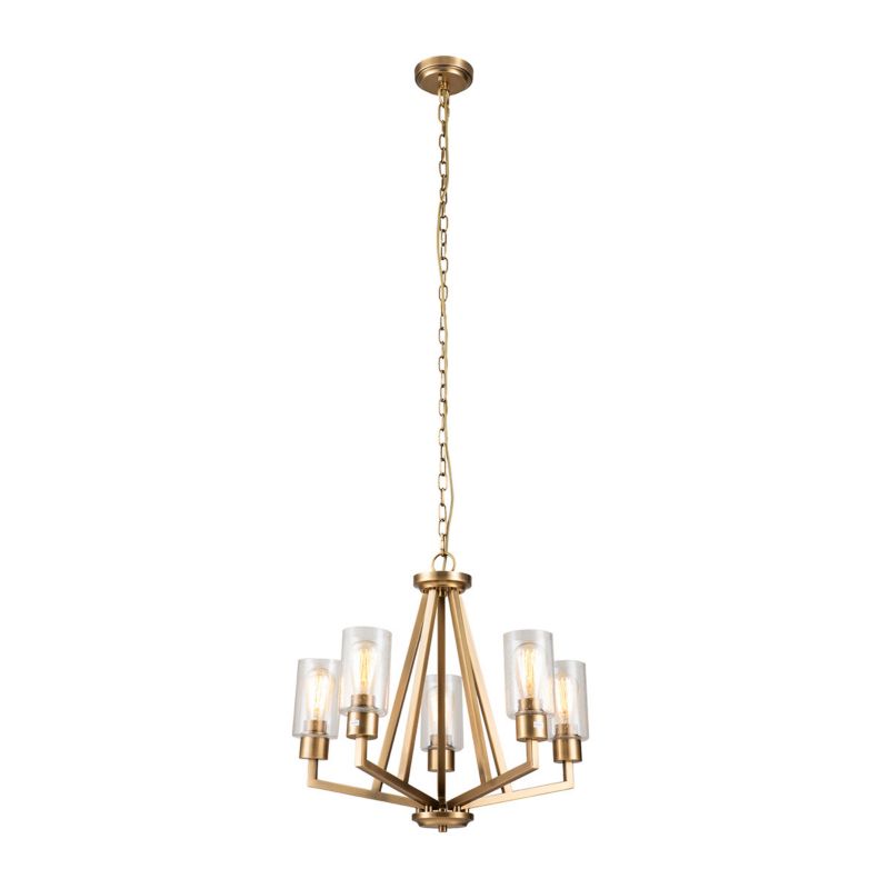 Żyrandol Kichler Deryn naturalny mosiądz  5 x E27 x 60W IP20 wym: 253,4 x 61,1 x 61,1 cm - 1 szt.