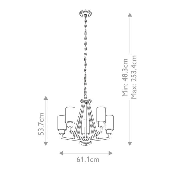 Żyrandol Kichler Deryn postarzana antyczna szarość  5 x E27 x 60W IP20 wym: 253,4 x 61,1 x 61,1 cm - 1 szt.