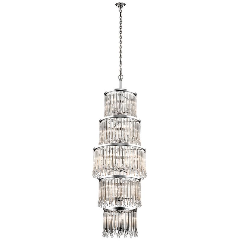 Żyrandol Kichler Piper polerowany chrom szkło kryształowe 18 x E14 x 60W IP20 wym: 375,6 x 56,5 x 56,5 cm - 1 szt.