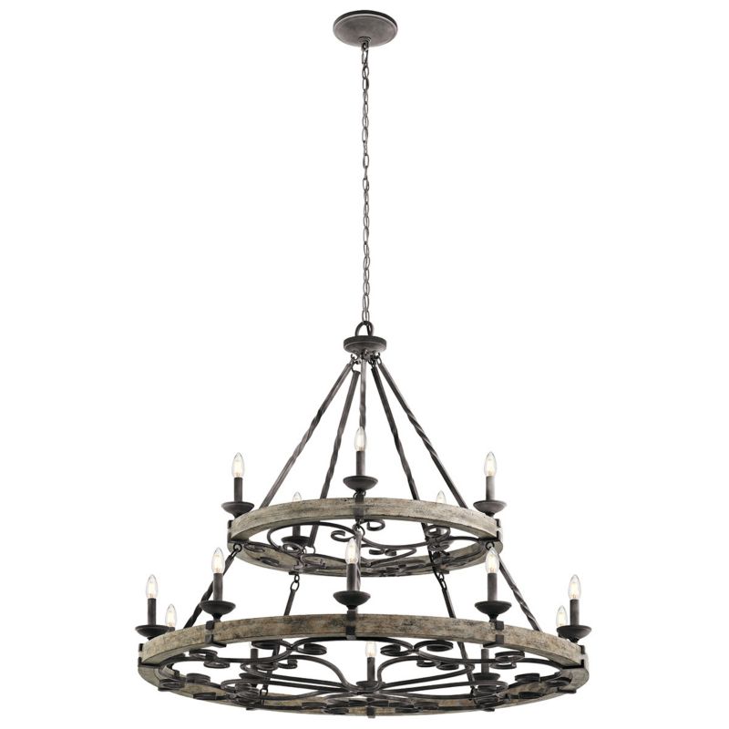 Żyrandol Kichler Taulbee postarzany cynk  15 x E14 x 60W IP20 wym: 294 x 112 x 112 cm - 1 szt.