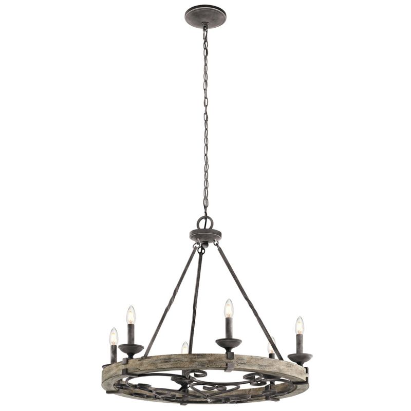 Żyrandol Kichler Taulbee postarzany cynk  6 x E14 x 60W IP20 wym: 252,9 x 72,2 x 72,2 cm - 1 szt.