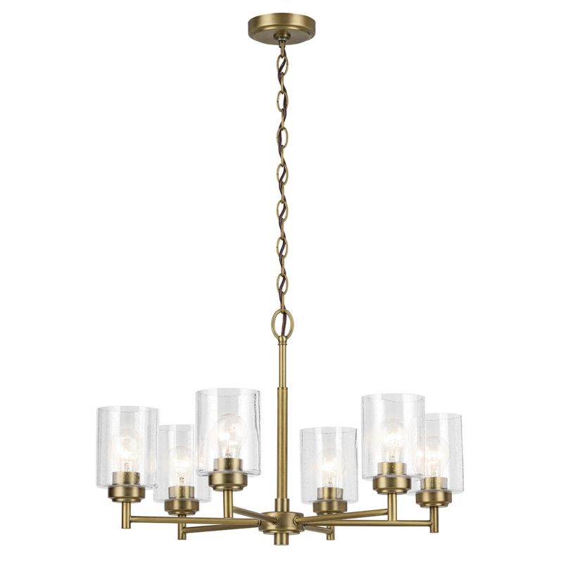 Żyrandol Kichler Winslow naturalny mosiądz  6 x E27 x 60W IP20 wym: 145,2 x 66 x 66 cm - 1 szt.