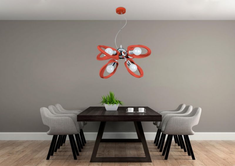Żyrandol Lampex Emma czerwony wym: 80 x 60 x 60 cm 6xE27 x 60W 1 szt.