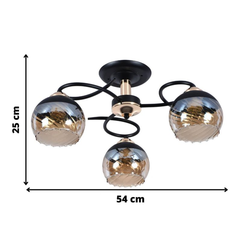 Żyrandol Lampex Matera 0477 czarno-złoty 54 cm szerokości 3xE27 x 60W 1 szt.