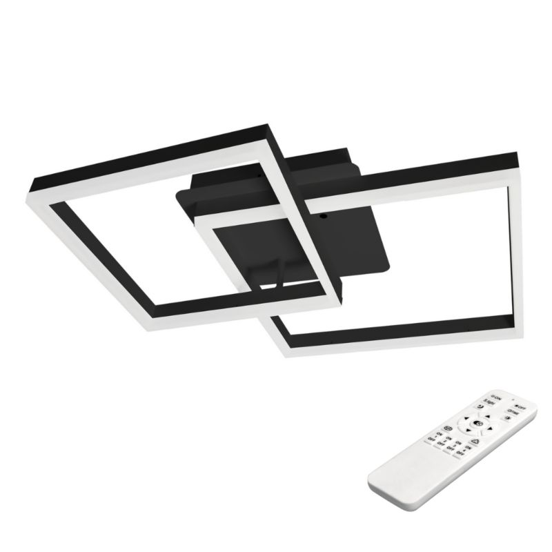 Żyrandol LED MasterLED Herkules 70W 54x54x13 cm IP20 3000K-6500K regulacja barwy i ściemniania czarny 1 szt.