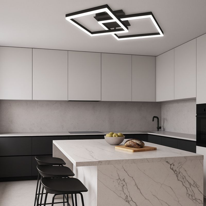 Żyrandol LED MasterLED Herkules 70W 54x54x13 cm IP20 3000K-6500K regulacja barwy i ściemniania czarny 1 szt.