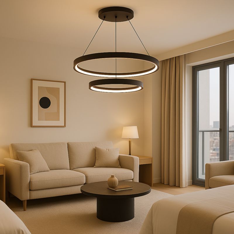 Żyrandol LED MasterLED Lynx 40/60cm 64W 3000/4000/6500K regulowana barwa czarna lampa wisząca 1 szt.