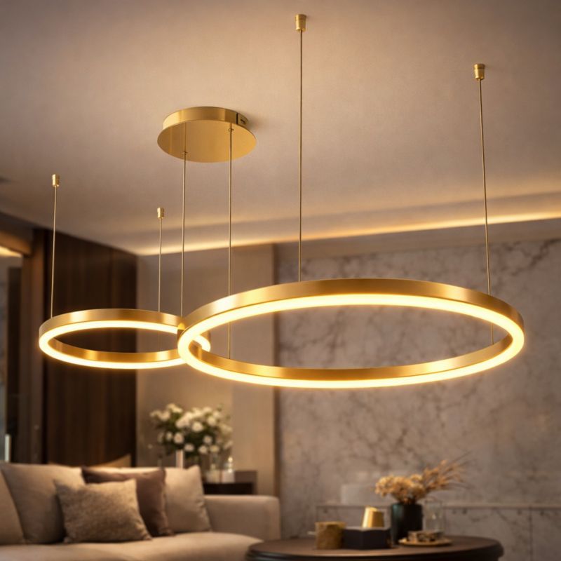 Żyrandol LED XUDO Mundo 36W 3000-6500K pilot ściemnianie złoty wiszący sufitowy 1 szt.