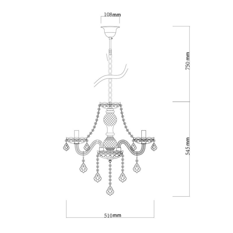 Żyrandol Light Prestige Cristallo 8114 transparentny-chromowany szerokość 40 cm 3xE14 x 60W 1 szt.