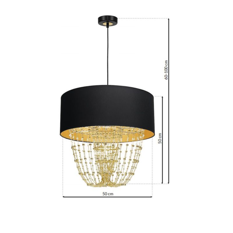Żyrandol Milagro Almeria 4427 czarno-złoty szerokość 50 cm 1xE27 x 60W 1 szt.