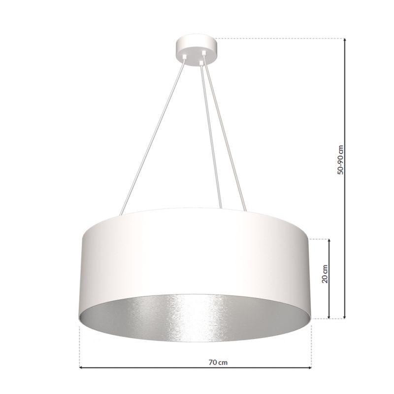 Żyrandol Milagro Robin 4825 biało-srebrny szerokość 70 cm 3xE27 x 60W 1 szt.