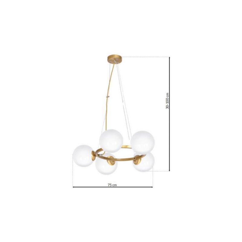 Żyrandol Milagro Vienna 5777 złoto-biały szerokość 75 cm 5xE14 x 40W 1 szt.