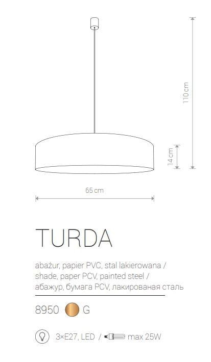 Żyrandol Nowodvorski Lighting Turda złoto-biały wym: 110 x 65 x 65 cm 3xE27 x 25W 1 szt.