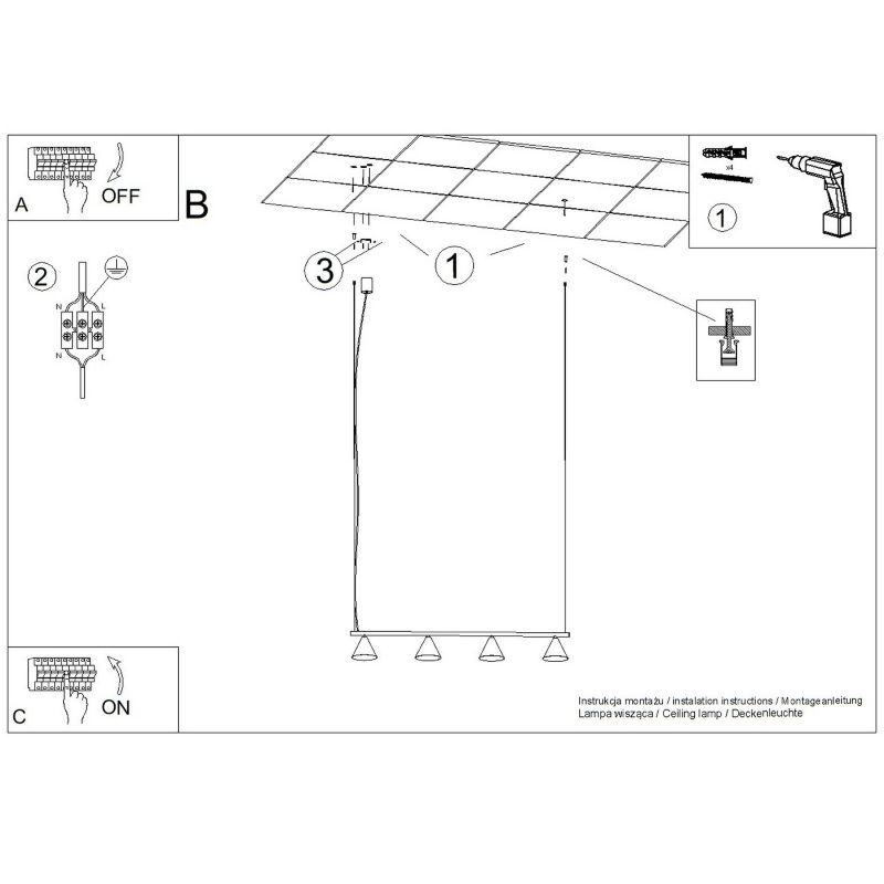 Żyrandol NOX 4L żółta Sollux Lighting 1 szt.