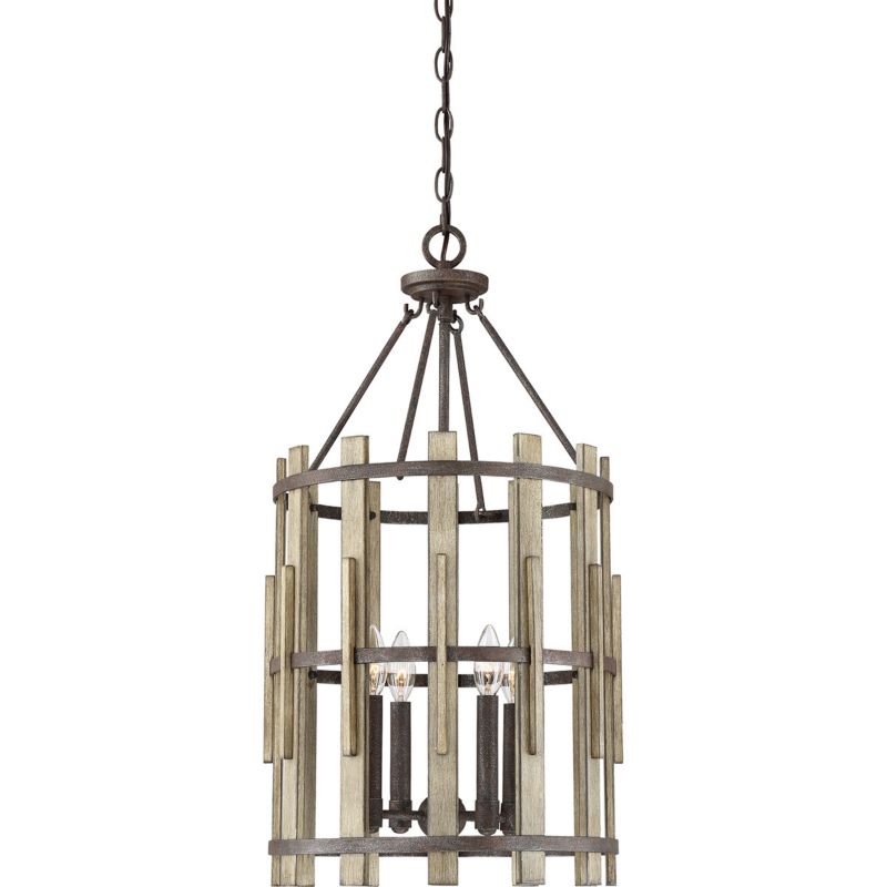 Żyrandol Quoizel Wood Hollow rustykalna czerń  4 x E14 x 60W IP20 wym: 264,7 x 38,2 x 38,2 cm - 1 szt.