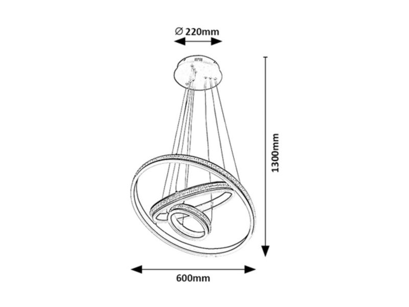 Żyrandol Rabalux Avalon szczotkowane aluminiowo-biały LED 75W 4000K 4730lm  wym: 130 x 60 x 60 cm metal - 1 szt.
