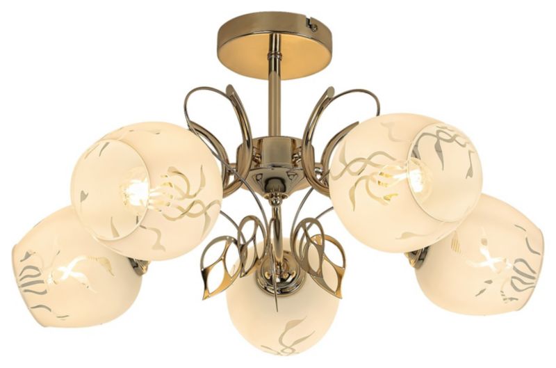 Żyrandol Rabalux Fauna złoto-biały wzorzysty  5 x E27 x 20W IP20 wym: 29 x 56 x 56 cm - 1 szt.