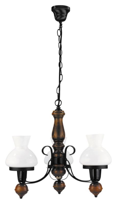 Żyrandol Rabalux Petronel 0781 czarny matowy-szkło opalizowane retro 3xE27 x 1 szt.
