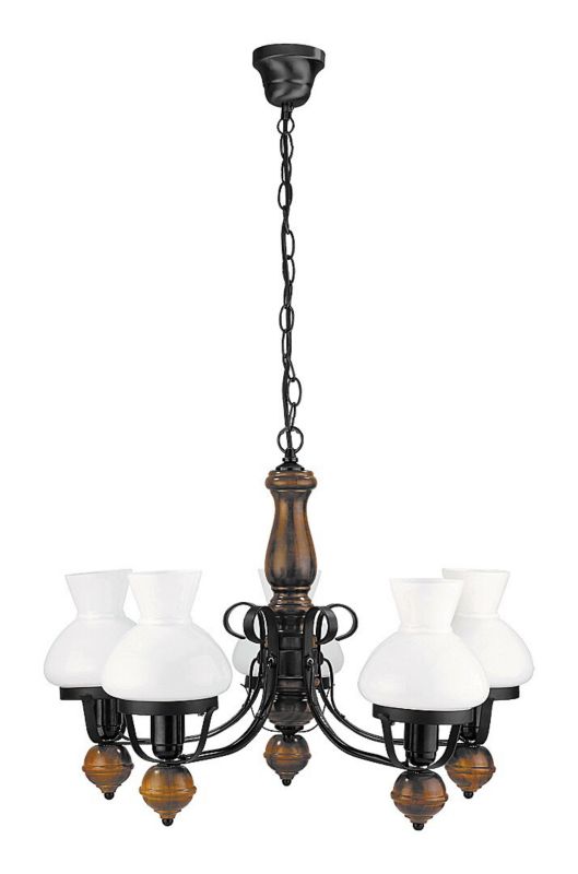 Żyrandol Rabalux Petronel czarny matowy-szkło opalizowane  5 x E27 x 60W IP20 wym: 100 x 64 x 64 cm - 1 szt.