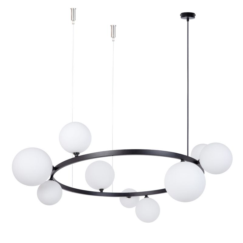 Żyrandol Sigma Lighting Bolero czarno-biały szklane kule 9 x G9 x 10W IP20 wym: 150 x 92 x 92 cm - 1 szt.