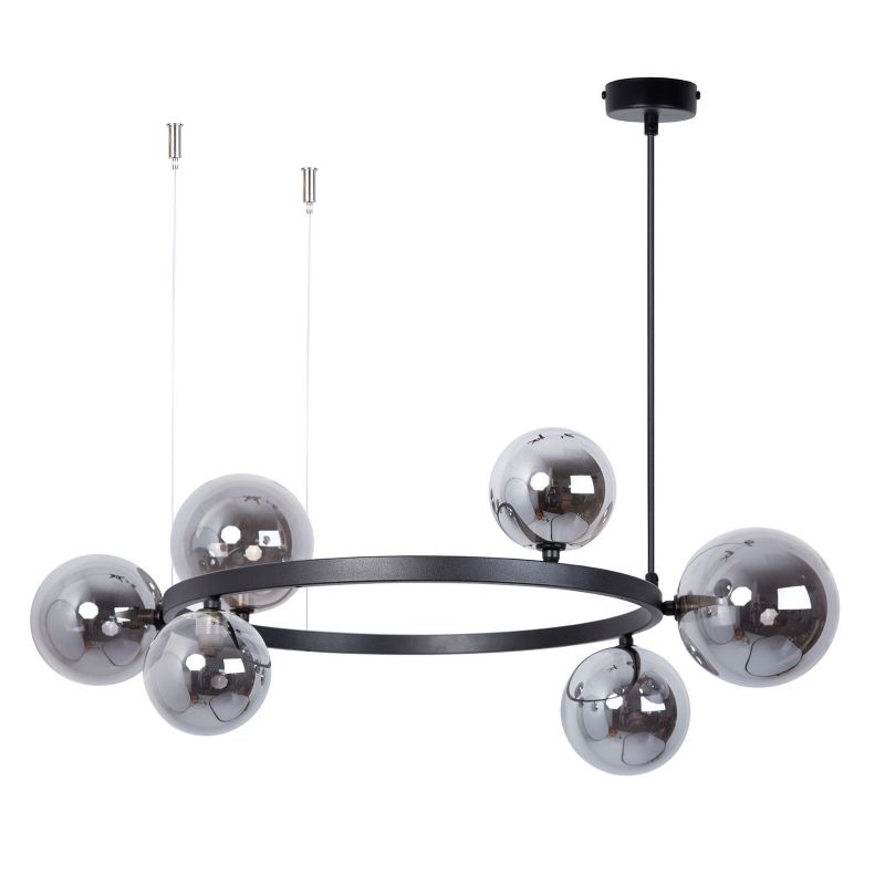 Żyrandol Sigma Lighting Bolero czarno-grafitowy szklane kule 6 x G9 x 10W IP20 wym: 150 x 72 x 72 cm - 1 szt.