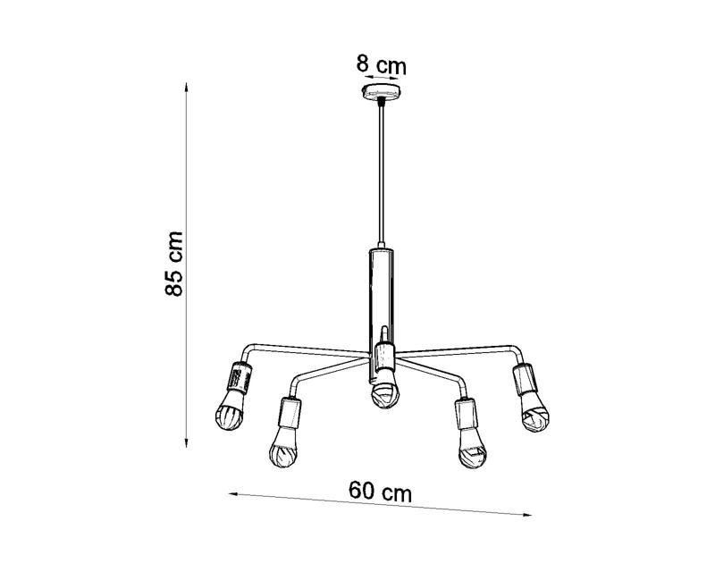 Żyrandol Sollux Lighting Duomo 8031 czarny szerokość 64 cm 5xE27 x 60W 1 szt.