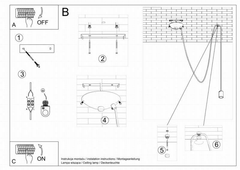Żyrandol Sollux Lighting Edison 8680 czarny szerokość 300 cm 1xE27 x 60W 1 szt.
