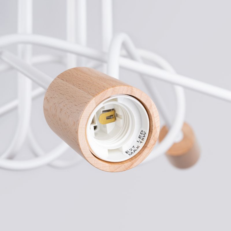Żyrandol Sollux Lighting Ember biały naturalne drewno  5 x E27 x 20W IP20 wym: 26 x 15 x 61 cm - 1 szt.
