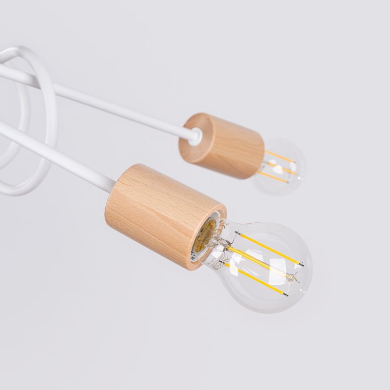 Żyrandol Sollux Lighting Ember biały naturalne drewno  5 x E27 x 20W IP20 wym: 26 x 15 x 61 cm - 1 szt.