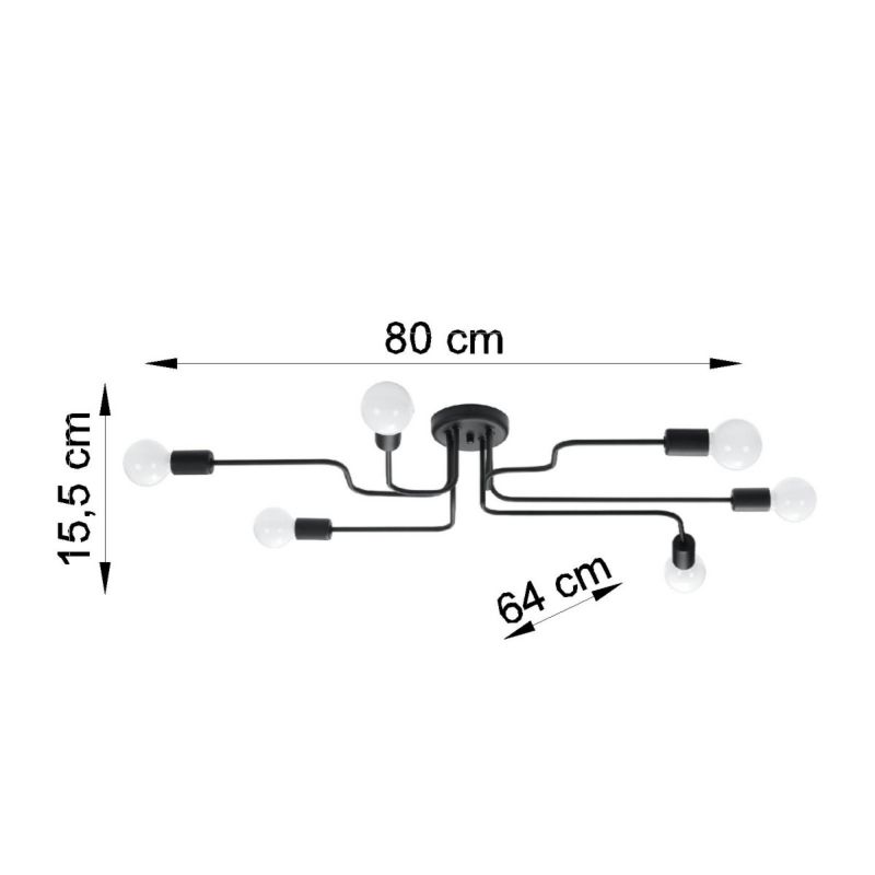 Żyrandol Sollux Lighting VECTOR 6 czarny 1 szt.