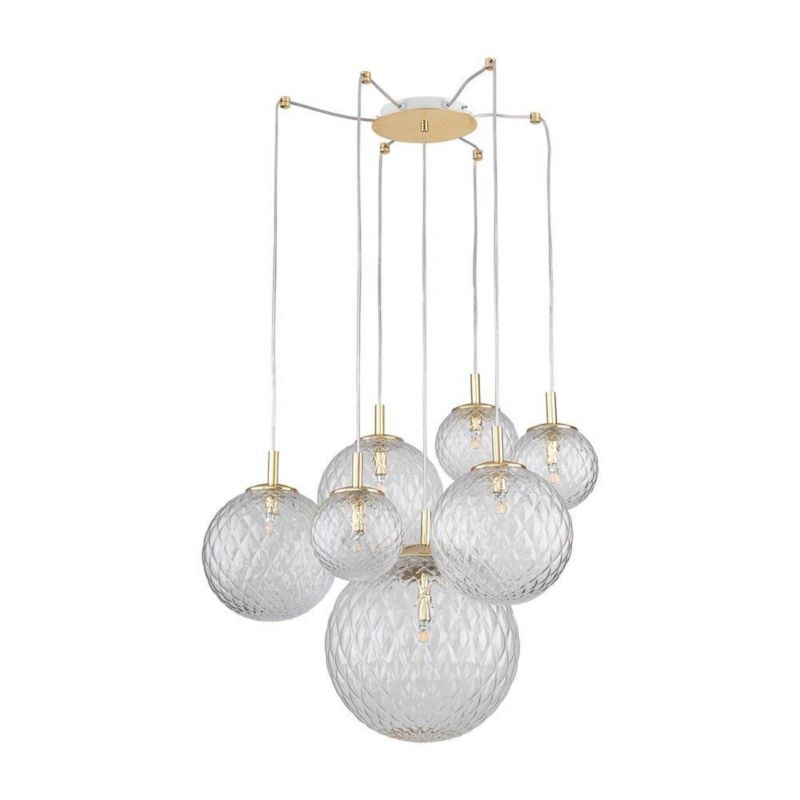 Żyrandol TK-Lighting Cadix złoto-przezroczysty wym: 150 x 200 x 200 cm 7xG9 x  1 szt.
