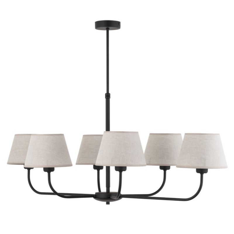 Żyrandol TK-Lighting Chicago czarny-len wym: 90 x 50 x 100 cm 6xE27 x  1 szt.