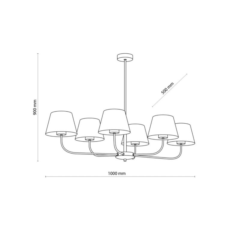 Żyrandol TK-Lighting Chicago czarny-len wym: 90 x 50 x 100 cm 6xE27 x  1 szt.