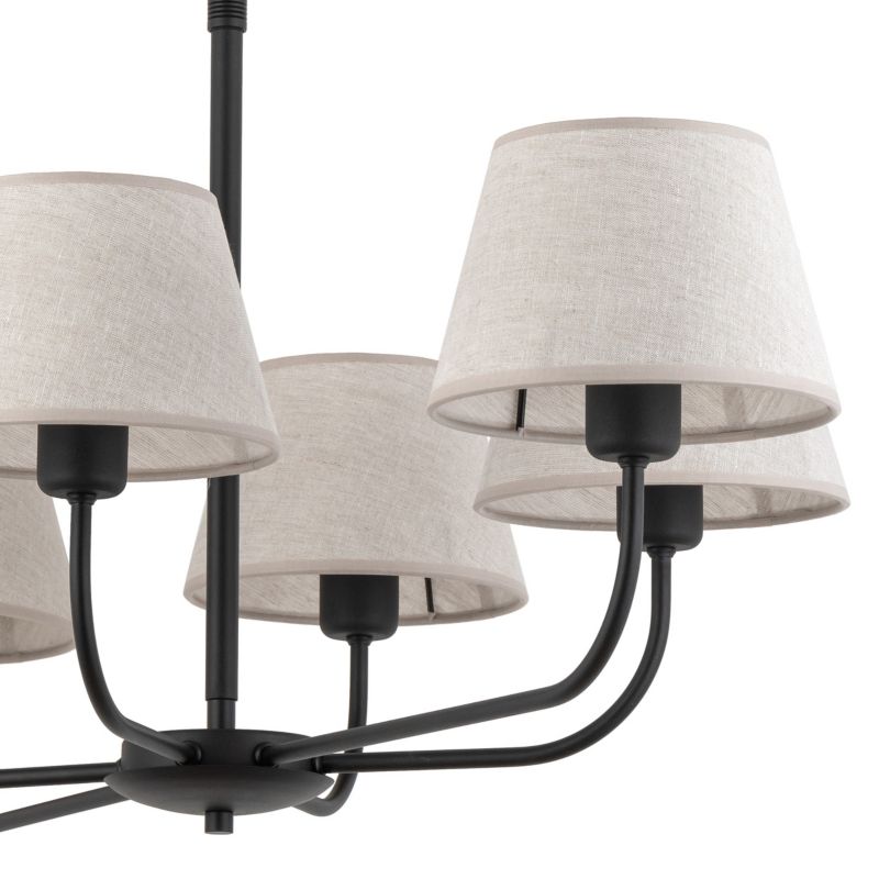 Żyrandol TK-Lighting Chicago czarny-len wym: 90 x 50 x 100 cm 6xE27 x  1 szt.