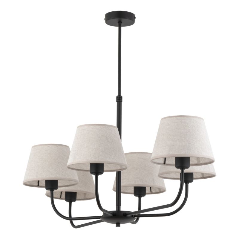 Żyrandol TK-Lighting Chicago czarny-len wym: 90 x 50 x 100 cm 6xE27 x  1 szt.